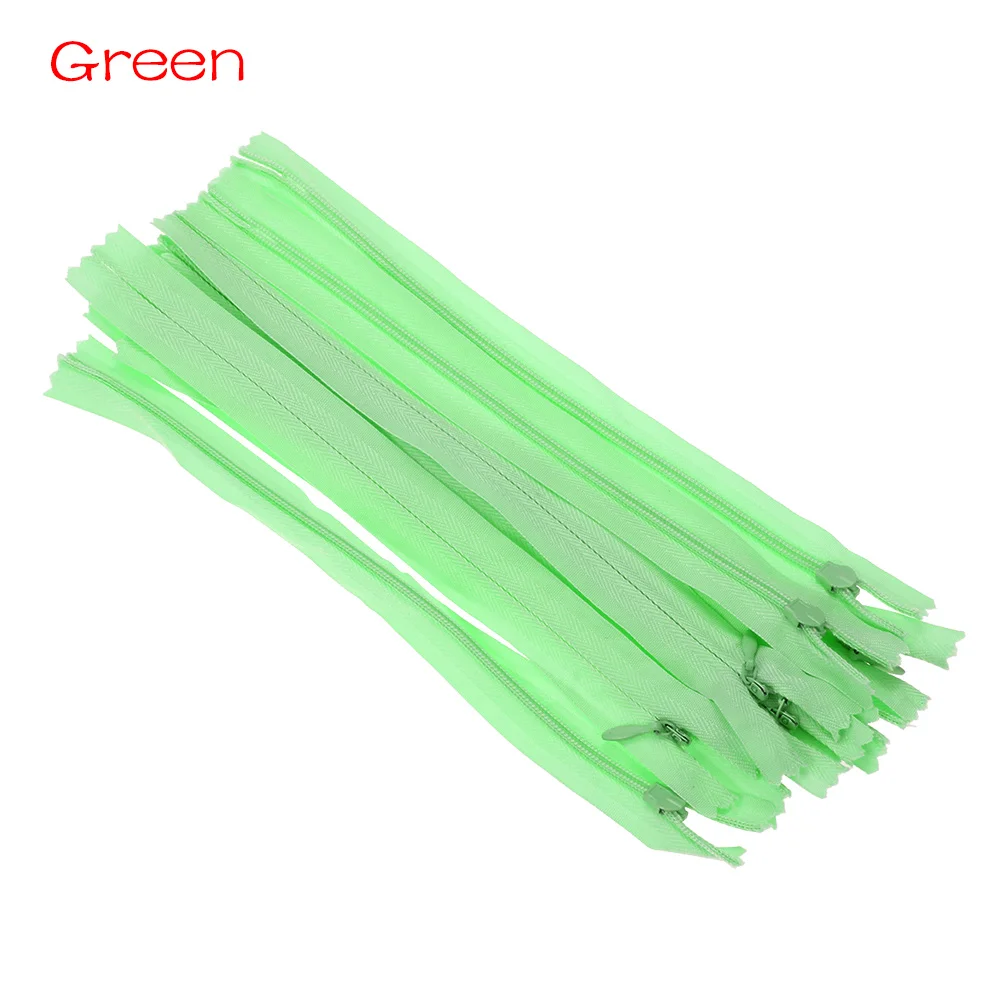 Green 10 шт. нейлоновая портная одежда невидимые молнии закрытые катушки молнии DIY Одежда ручной работы швейный инструмент Аксессуары для одежды - Цвет: Green