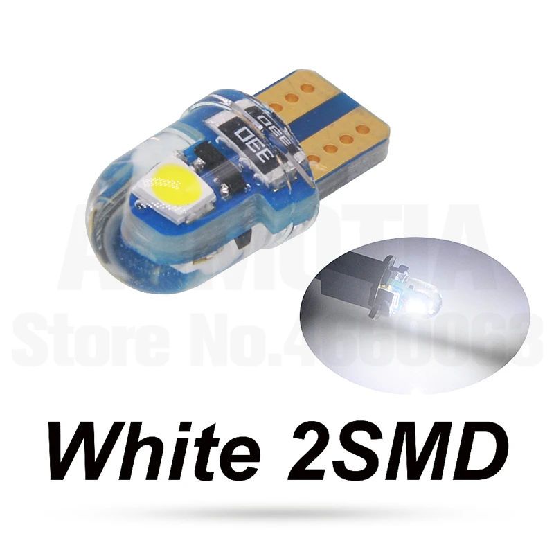 100x T10 силикагель светодиодный 194 W5W 2 6 светодиодный 501 3030 SMD авто отложным воротником сбоку номерной знак светильник лампа габаритного огня AC/DC 12V - Испускаемый цвет: 2 chip