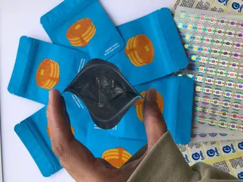 

Pan Cake Blue Bags Edibles Nerds Sf California 3.5g Empty Bag Hologram Stickers And Back Label PEktt