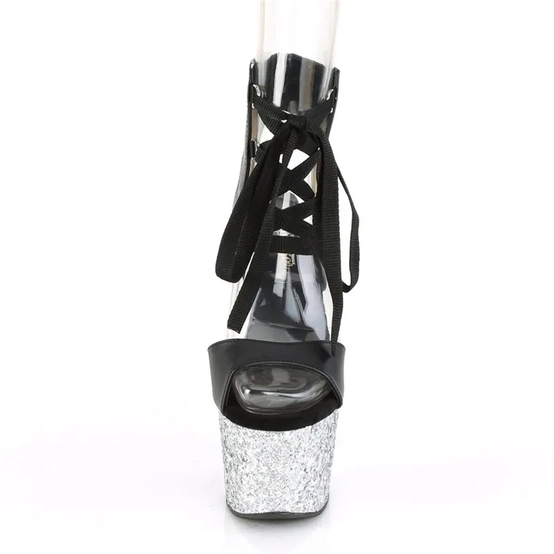 6 inches.Sequined waterproof platform, 15cm stiletto ankle boots, stage party pole dancing performance, dancing shoes