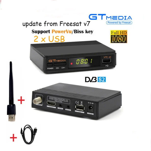 5 шт. GT медиа Freesat gtмедиа v7s DVB-S2 спутниковый ресивер Полный 1080P рецептор PowerVu Biss WiFi 3g Youtube USB PVR - Цвет: V7S WIFI 10PCS