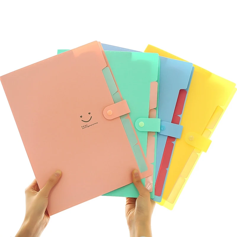 10 Color Carpetas Waterproof Office Plastic Folders Multi Pocket Organizer A4 File Expansion Document Folder