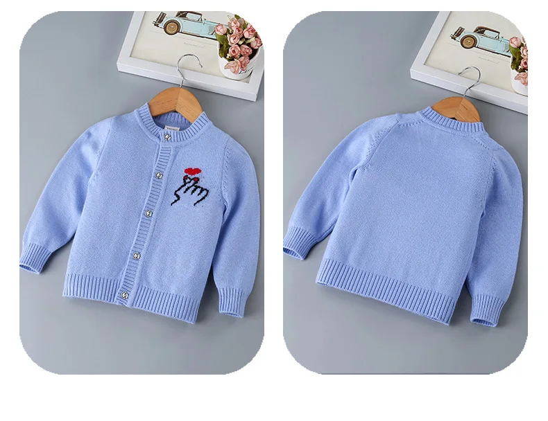 Весенне-осенний высококачественный кашемировый свитер для детей, теплый кардиган с вышивкой, знак любви, шерстяной кардиган для мальчиков