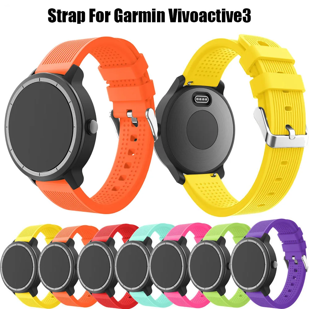 Цветной мягкий силиконовый ремешок для наручных часов Garmin vivoactive3 vivomove HR смарт