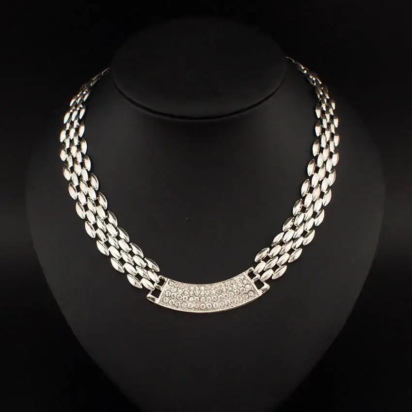 Silver UKMOC аксессуары в стиле панк для женщин, модные ювелирные изделия, стразы, Чокеры золотого цвета и серебра, массивные ожерелья-цепочки - Окраска металла: Silver