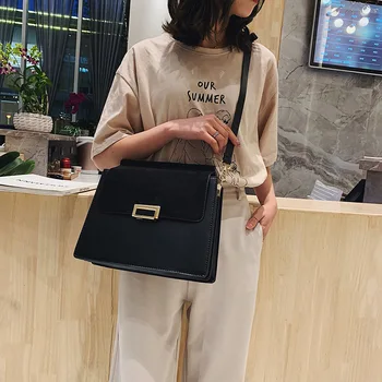 

Hand Bags 2019 New Women's Bag Solid Color One-shoulder Slanted Bag Casual Women's Bag Shoulder Messenger Bags Ladies PU Purse