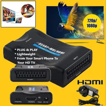 

New 1080P HDMI To SCART Video Audio Upscale Converter AV Signal Adapter HD Receiver TV DVD With US/EU Power Plug Original Box