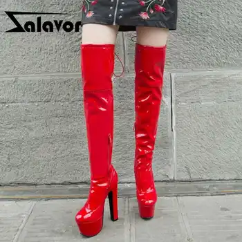 

ZALAVOR Sexy High Platform Shoes Women Over Knee High Boots Solid Color Sexy High Heels Ladies Club Footwear Size 33-43