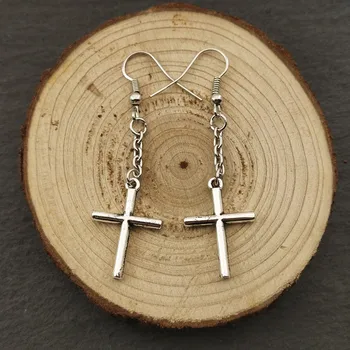 

2 pairs Pretty Silver Croce Ciondolo Pendaglio Orecchini Pendenti