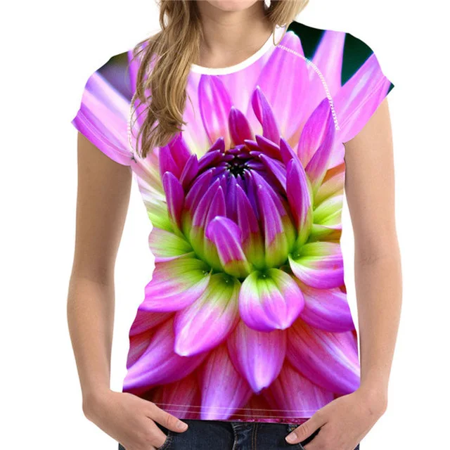 FORUDESIGNS футболка с цветочным рисунком, 3D Рисунок маслом, футболки для женщин, футболки для девочек, эластичные дышащие футболки, повседневная футболка женска - Цвет: CC3161BV