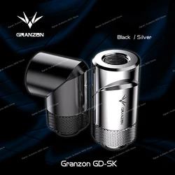 Byksk-Conector de refrigeración por agua para PC, accesorio giratorio de 360 grados, G1/4 '', adaptador de doble junta, negro y plateado, Granzon GD-SK