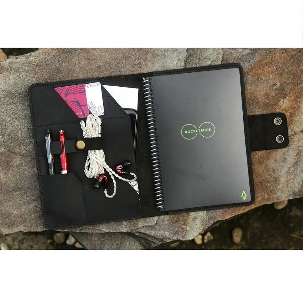 Полностью черная кожаная обложка Кожаная Обложка для rocketbook everlast многоразовая