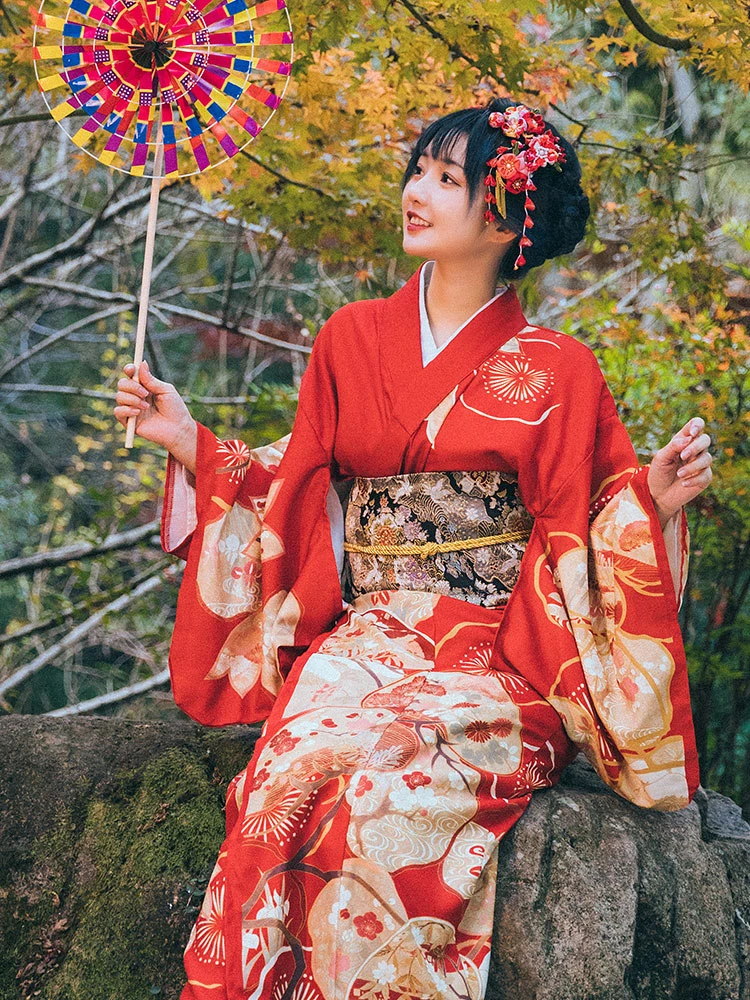 Traditional red kimono Dresses Images 2022