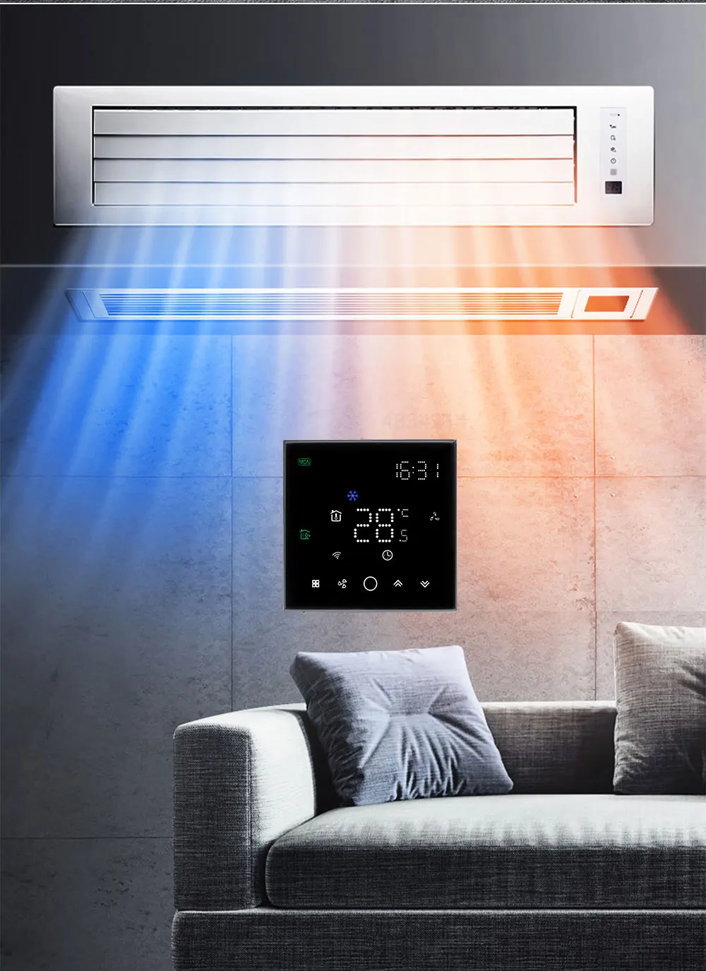 central, válvula de 24V 0-10V temperatura, ventilador