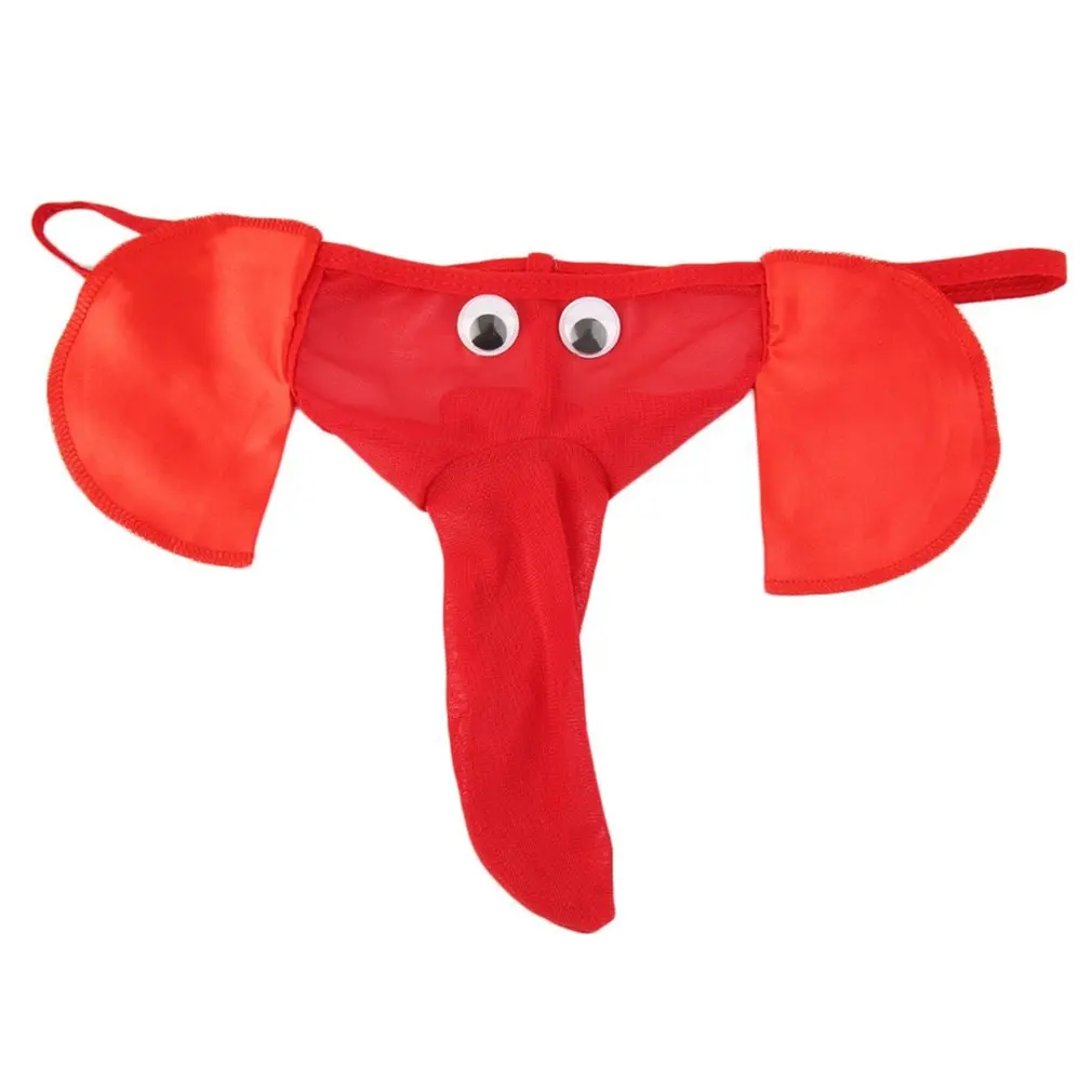 Стринги в форме слона, мужские стринги, нижнее белье, новинка, сексуальное забавное нижнее белье с мешочком для пениса, модные трусы - Цвет: Red