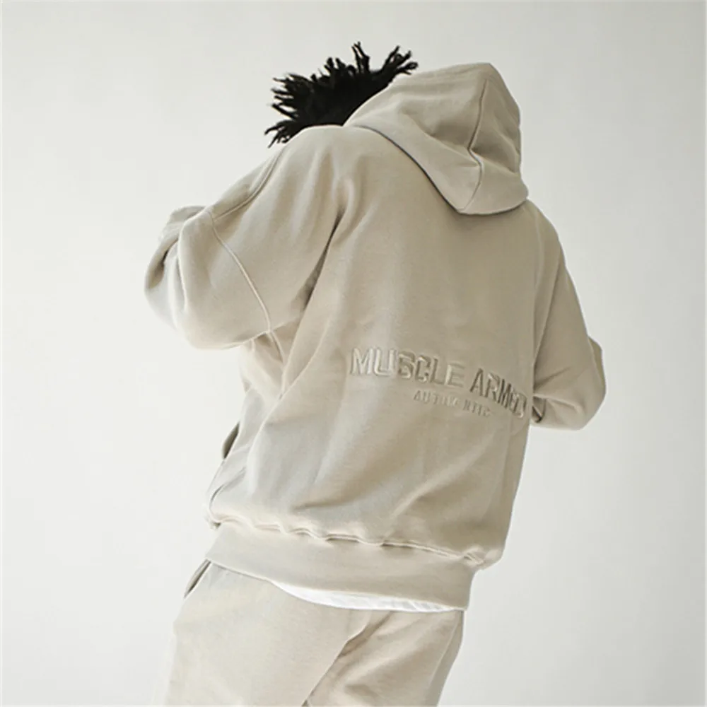 

New Winter Gym Fitness Jacket Thick Velvet Embroidery Zipper Hoodie Tops Outdoor Warm Casual Fashion Coats Streetwear Clothes