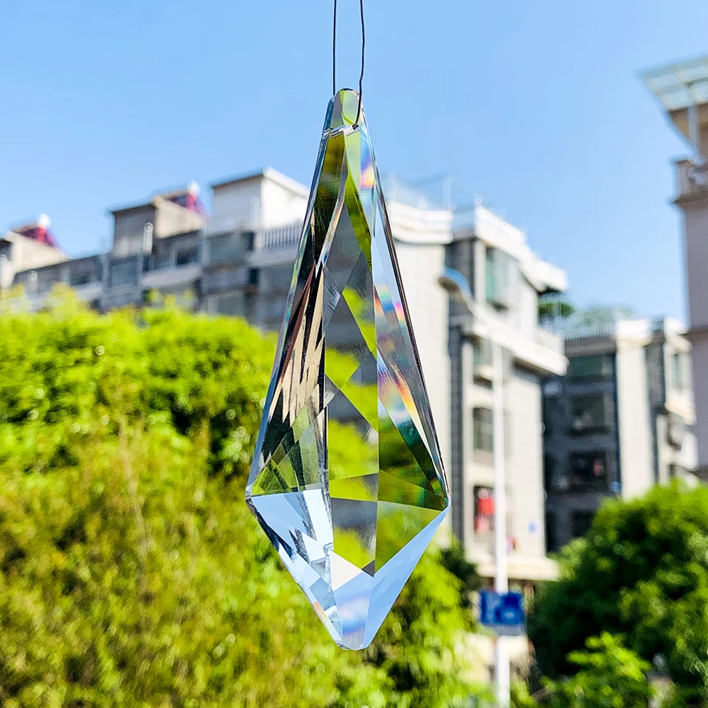 120mm Long Horn Clear Crystal Prism Chandelier Parts Hanging Suncatcher Pendant Rainbow Maker DIY Home Wedding Decor Accessories crystal sun catcher
