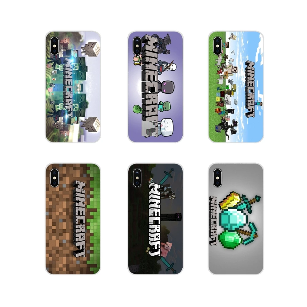 

For Apple iPhone X XR XS MAX 4 4S 5 5S 5C SE 6 6S 7 8 Plus ipod touch 5 6 Transparent Soft Shell Cover movie game Minecraft logo