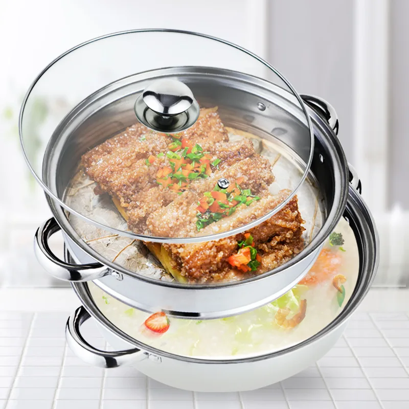 Household Double Layer Small Steamer Pot Stainless Steel Multi Layer Steamer  Pot Apply To Gas And Skyline Induction Cooker Price From Shihailei152,  $16.3