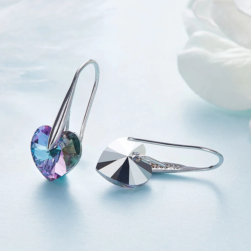 Женские серьги Warme Farben с кристаллами Swarovski, S925, серебристые, синие, в форме сердца, серьги-капли, хорошее ювелирное изделие, вечерние серьги