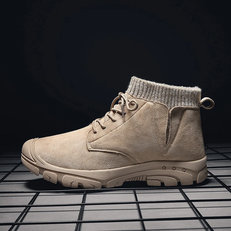 Осень, рабочие ботинки для мужчин, фирменные модные мужские ботинки, мотоциклетные ботинки, черная Молодежная повседневная обувь, низкие мужские уличные ботинки