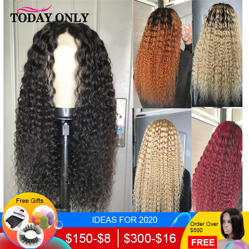 

Kinky Curly Human Hair Wig 613 Blonde Ombre Lace Front Human Hair Wigs For Women Brazilian Remy 1b/27 180 250 Density Lace Wig