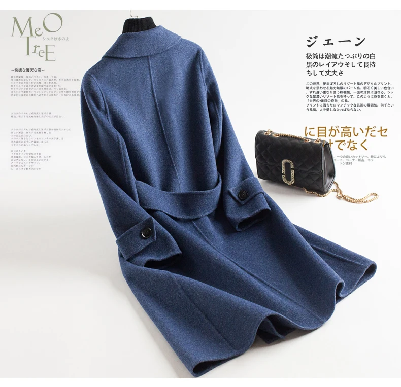 

Women Wool Coat Autumn WInter 100% Wool Jacket Female Double Sided Long Coat Outwear Tops abrigos mujer inviernoLX2535