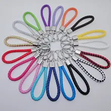 Кожаный веревочный брелок плетёный браслет ручной работы металлические брелки кольцо для ключей для пары автомобильный подвесной орнамент брелок маленькие подарки