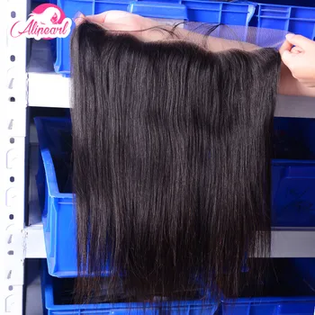 

Straight Transparent / Medium Brown Lace Frontal 13X4 Ear To Ear With Baby Hair Pre Plucked Brazilian Hair Virgin AliPearl Hair