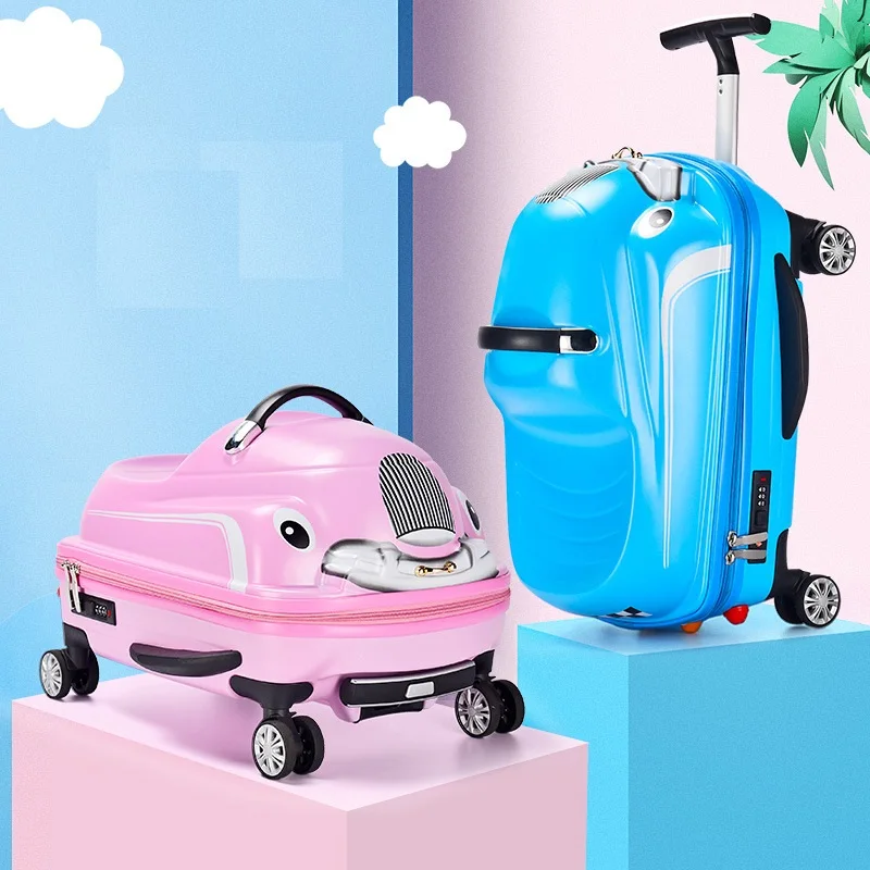Children Rolling Luggage Spinner 3D Scooter Suitcase For Kids Travel