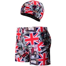 Мужские плавки для плавания с принтом, одежда для плавания, спортивные плавки, купальный костюм, пляжные шорты, купальный костюм с шапочкой для плавания, комплект