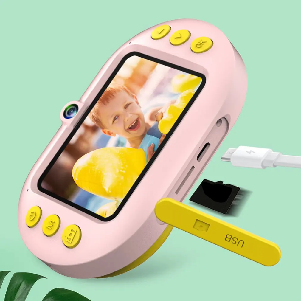 Pink Детская цифровая камера с двумя объективами, спортивная детская камера с экраном 2,4 дюйма, игрушечная камера для мальчиков и девочек, подарок на день рождения - Цвет: Pink