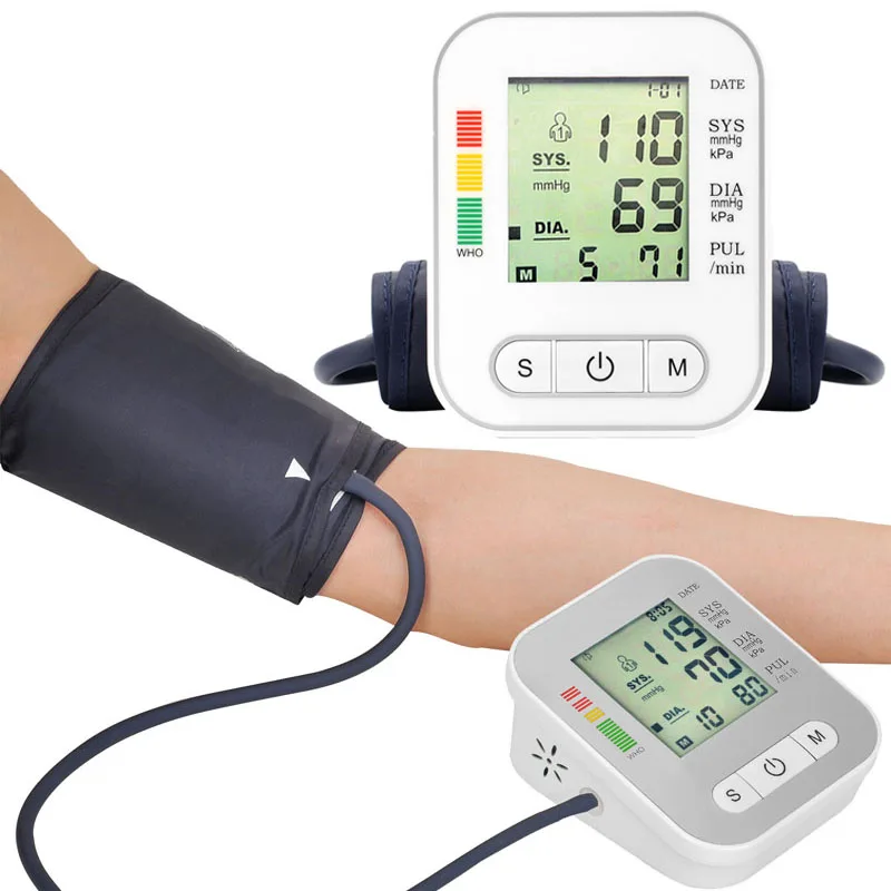 

Smart Arm Blood Pressure Monitor meter machine Full-automatic Pulse Heartbeat Test Upper Arm Measure Sphygmomanometer Tonometer