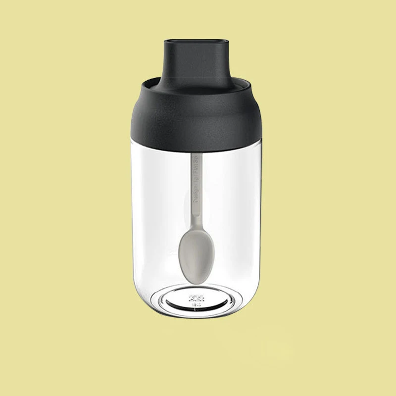1 Kitchen supplies with spoon glass pepper cruet glass spoon cover moisture-proof transparent seasoning tank kitchen accessories - Цвет: 1