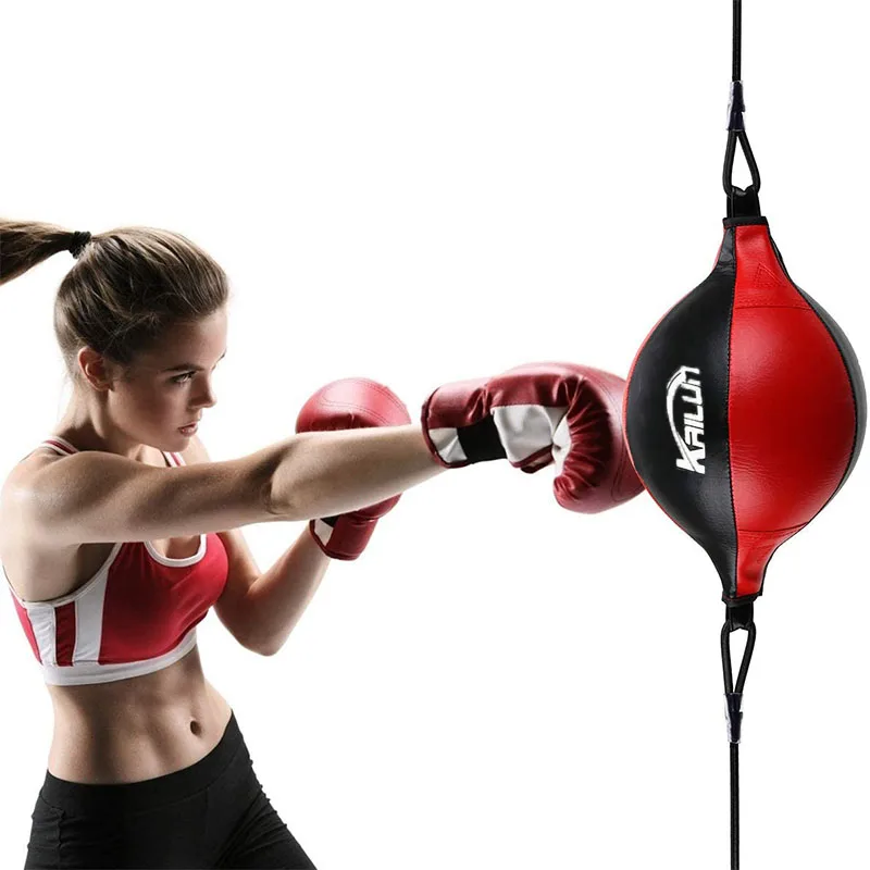 Boxing Punching Bag Speed Ball Training Mma Punch Double End Leather Reflex Set 