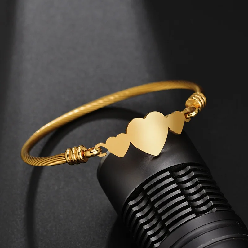heart ELSEMODE 6 стиль Святого Бенедикта амулет религиозный очаровательный браслет золотой цвет браслет из нержавеющей стали для женщин Девушка подарок ювелирные изделия - Окраска металла: heart