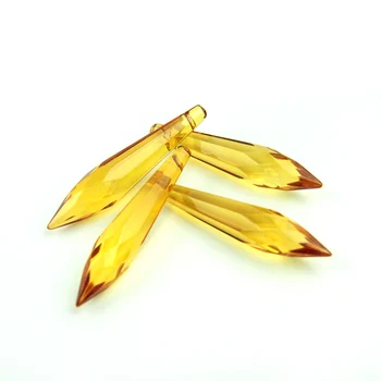 

Amber Color Waterproof 63mm/76mm Multifaceted Icicle Drops Fall String Chandelier Prism Parts Party Decor Tree Light