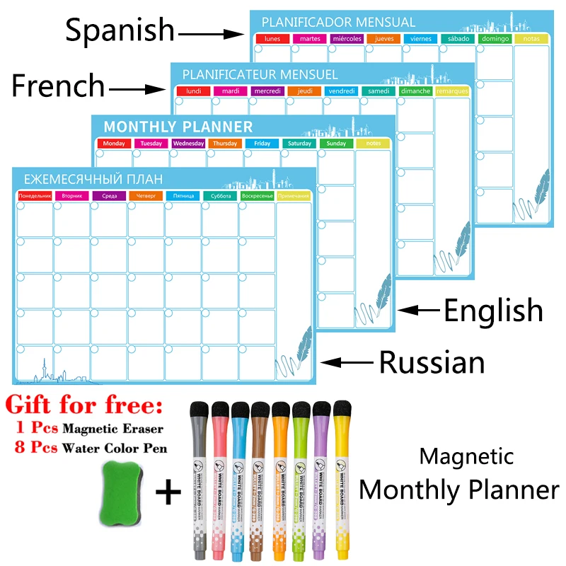 MONTHLY CALENDAR AND MEMO CHALKBOARD - ERASABLE SURFACE GRAPHICS