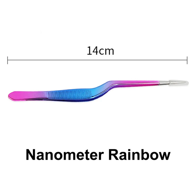Long Holding Shaped Rainbow Tweezers Ear Tweezers Bending Pick Otolaryngology Special Forceps Ear Makeup Tools Free Shipping Nanometer Rainbow