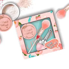 Персиковый набор из трех предметов для макияжа, Натуральная Минеральная рассыпчатая пудра, румяна для контура лица с розовой кисточкой, водостойкая Модифицированная косметика для кожи