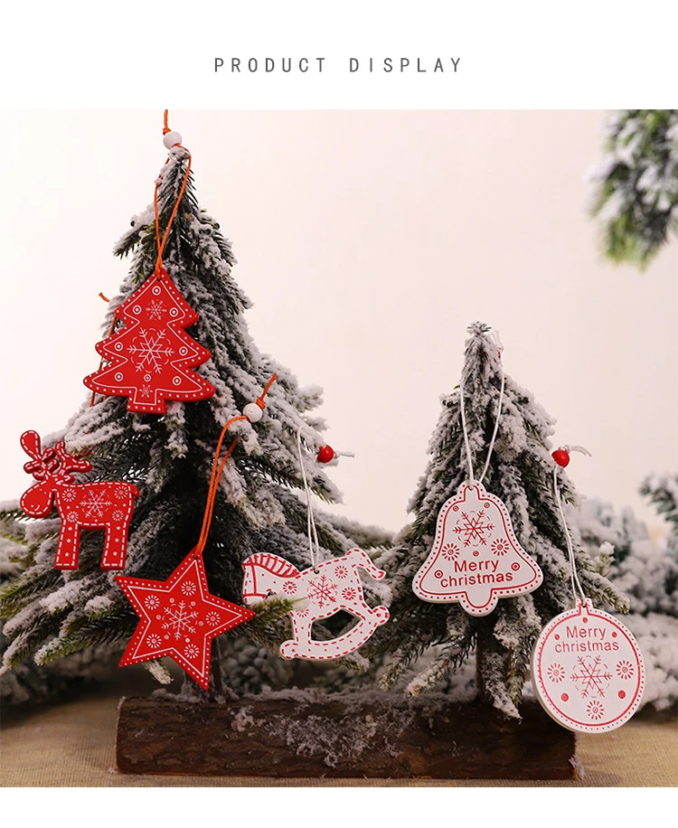 Украшения для рождественской елки, деревянные подвесные Подвески, поделки из дерева, украшения для рождественской елки, Рождественский Декор для дома, подарки 12 шт