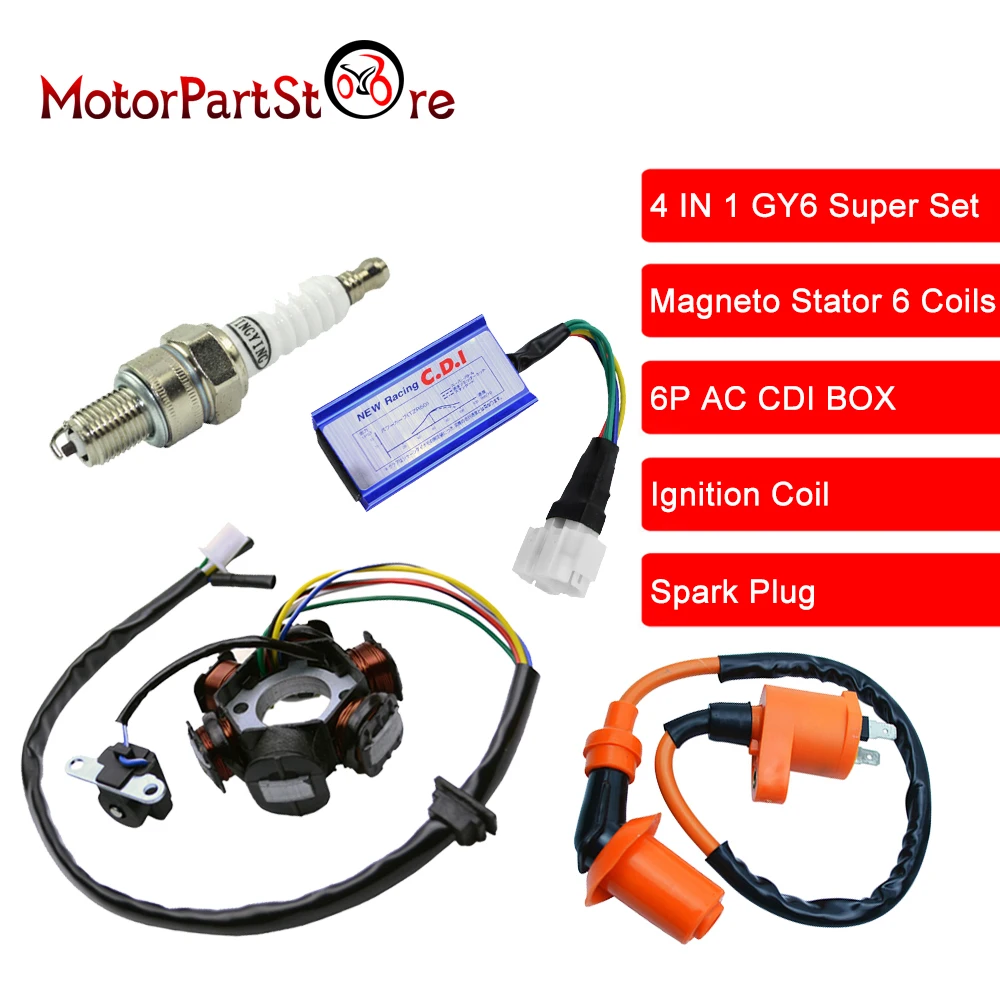 Новая высокопроизводительная катушка статора CDI Коробка зажигания Свеча для GY6