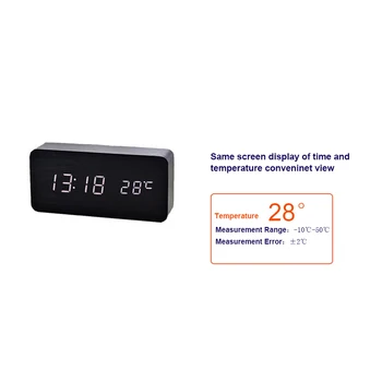 

New Wooden Alarm Clock Sound Control LED Digital Alarm Clock Electronic Temperature Display Desk Table Clock Auto Brightness Adj