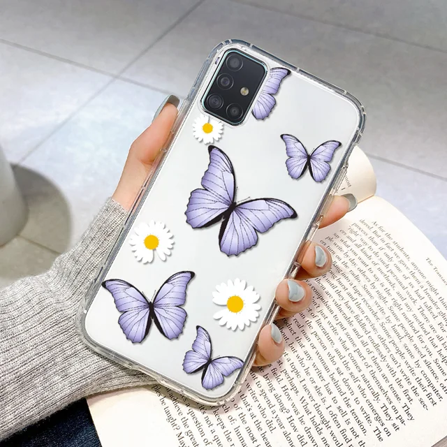 Butterfly Case for Samsung A51 Coque Samsung A32 A52 A72 A12 A31 A71 A50 A70 S20 FE S21 Ultra S30 Plus Silicone ShockProof Cover UA32