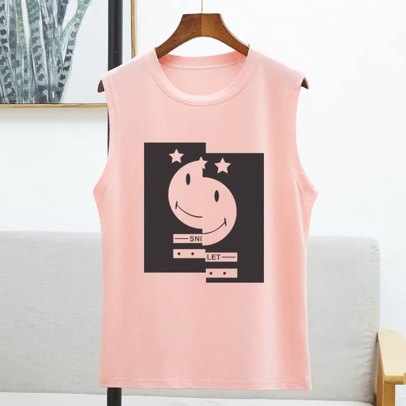 

Summer tops for women 2020 Cut Smile face in 2 cami tank top woman srxy gothic underwear ladies halter street wear punk top topy