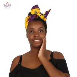 BRW African Headties Sego Gele Head Tie For Women African Cotton Wax Print Ankara Handmade Accessories Versatile Hair Tie WYX04
