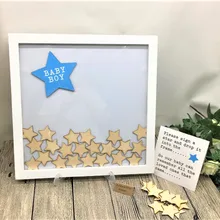 Персонализировать христианское распятье гость Книга Упаковочная коробка с деревянными звездами, пользовательские деревянные день рождения, детский душ Гостевая книга желаний коробка книги