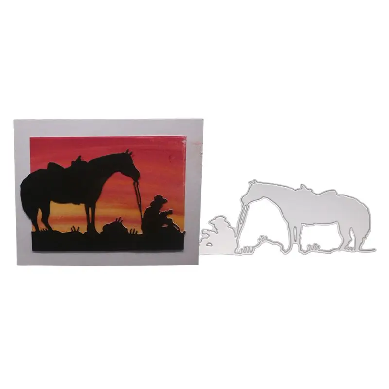 

Owner and Horse Metal Cutting Dies Stencil DIY Beautiful Scene Scrapbooking Album Stamp Paper Card Embossing Decor Craft