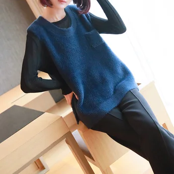 

INS Sleeveless Blue Sweater Vest Women's Korean Short Lazy Casual Loose Vest 2019 Spring Knitted Vests
