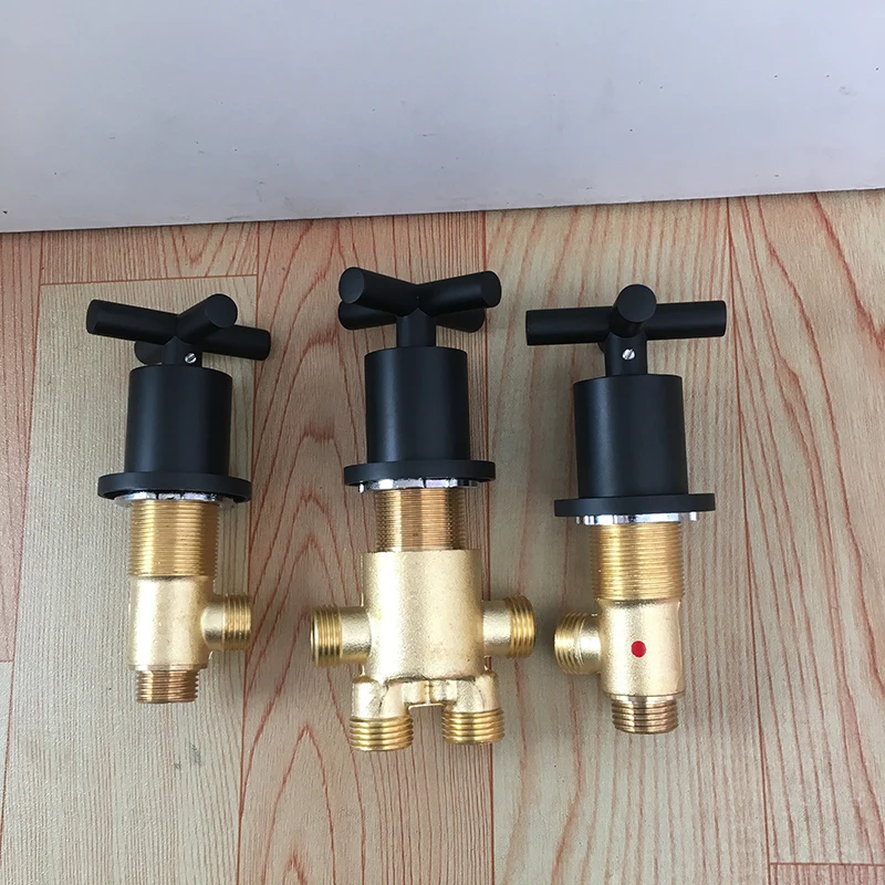 MTTUZK Solid Brass Mixing Valve Tap For Bathtub Faucet  Hot and Cold Mixer Matte Black  Bathroom Faucet Accessories 4